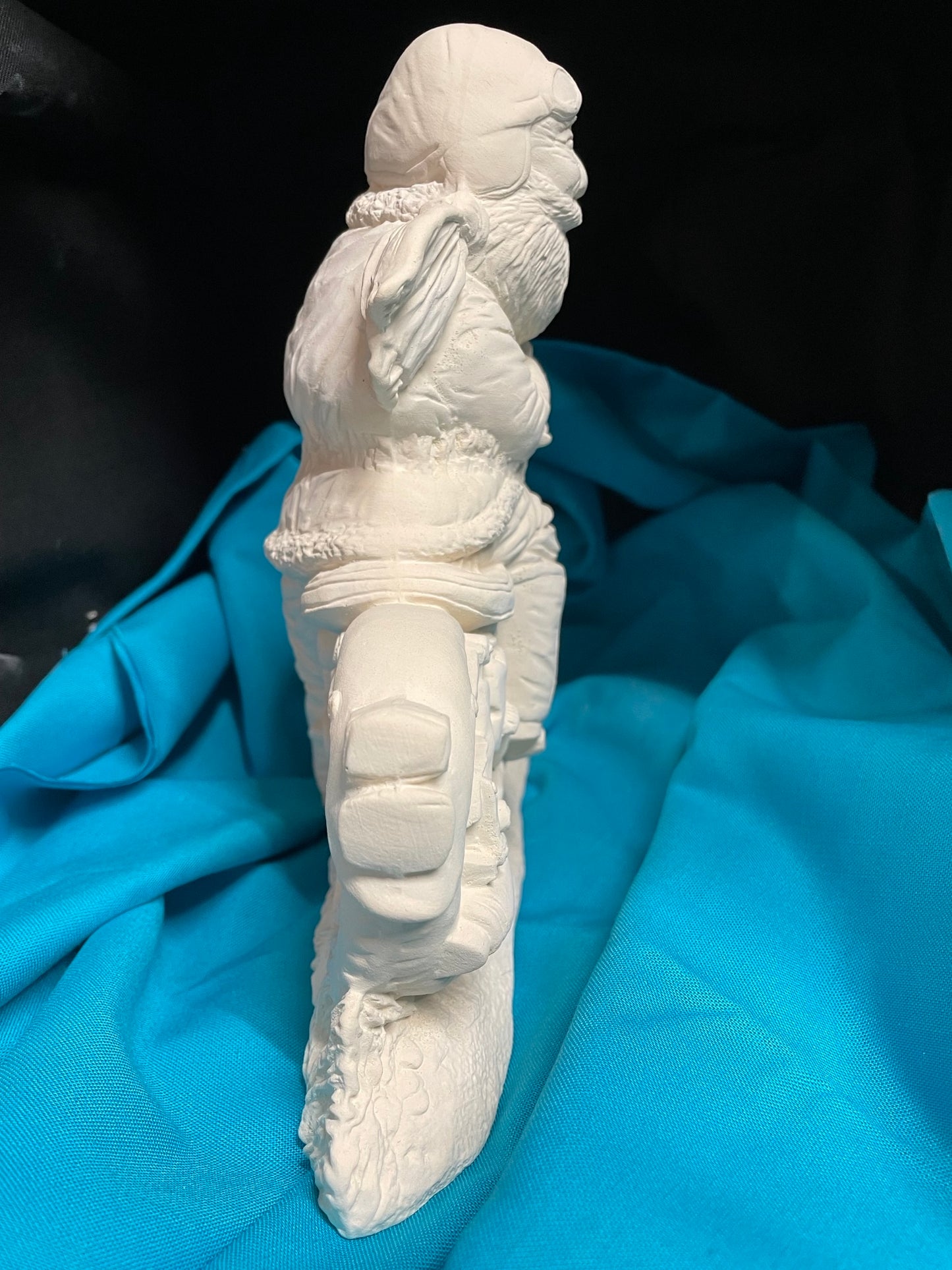 Santa Riding a Motorcycle Ceramic Bisque