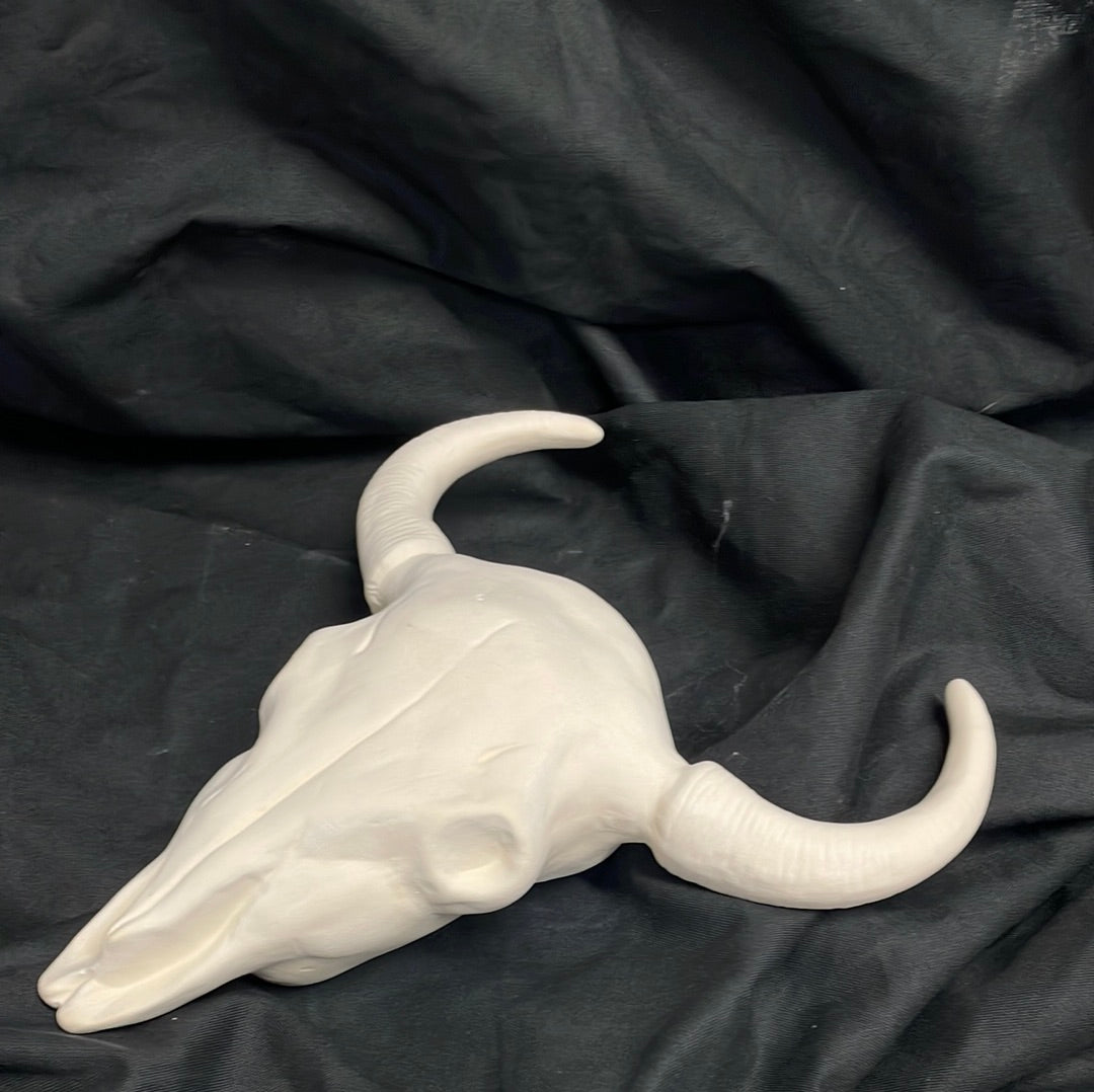 Large Bull Skull Ceramic Bisque