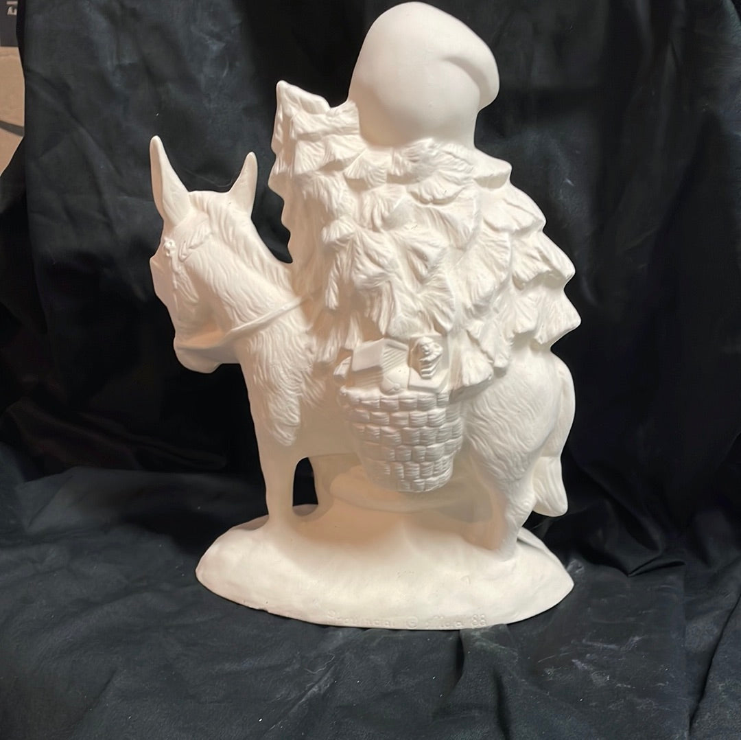 Santa and Donkey Ceramic Bisque