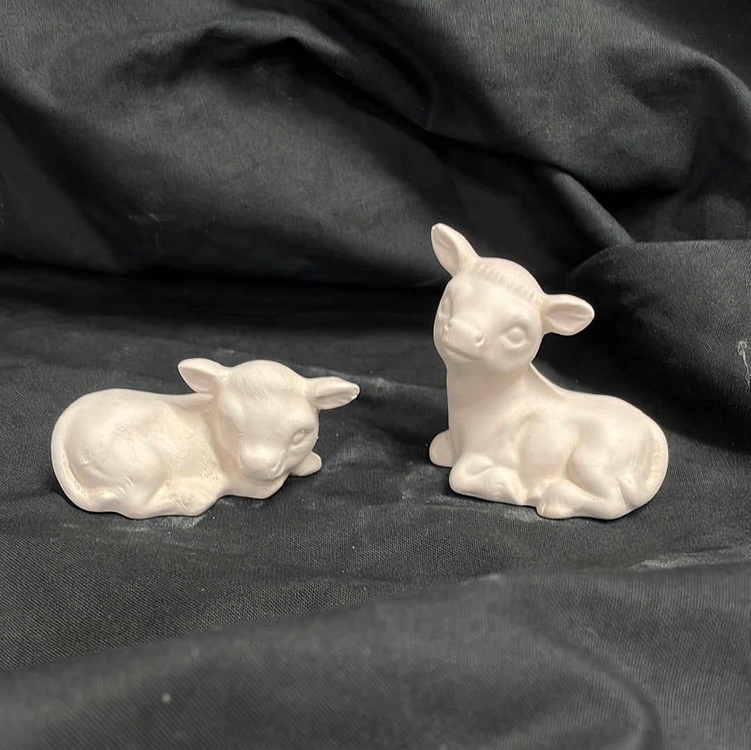 XSmall Laying Cow Ceramic Bisque