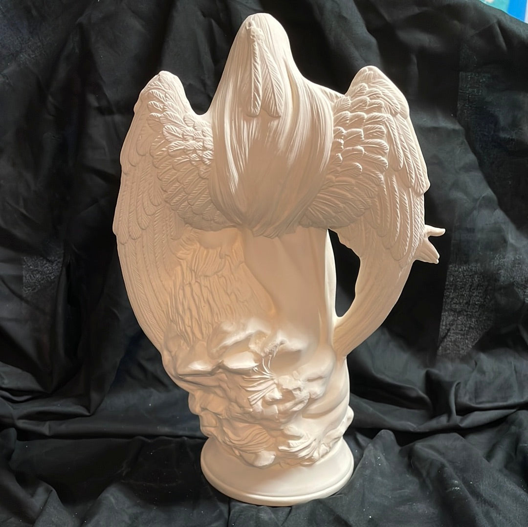 Indian w/Wolf Angel Ceramic Bisque