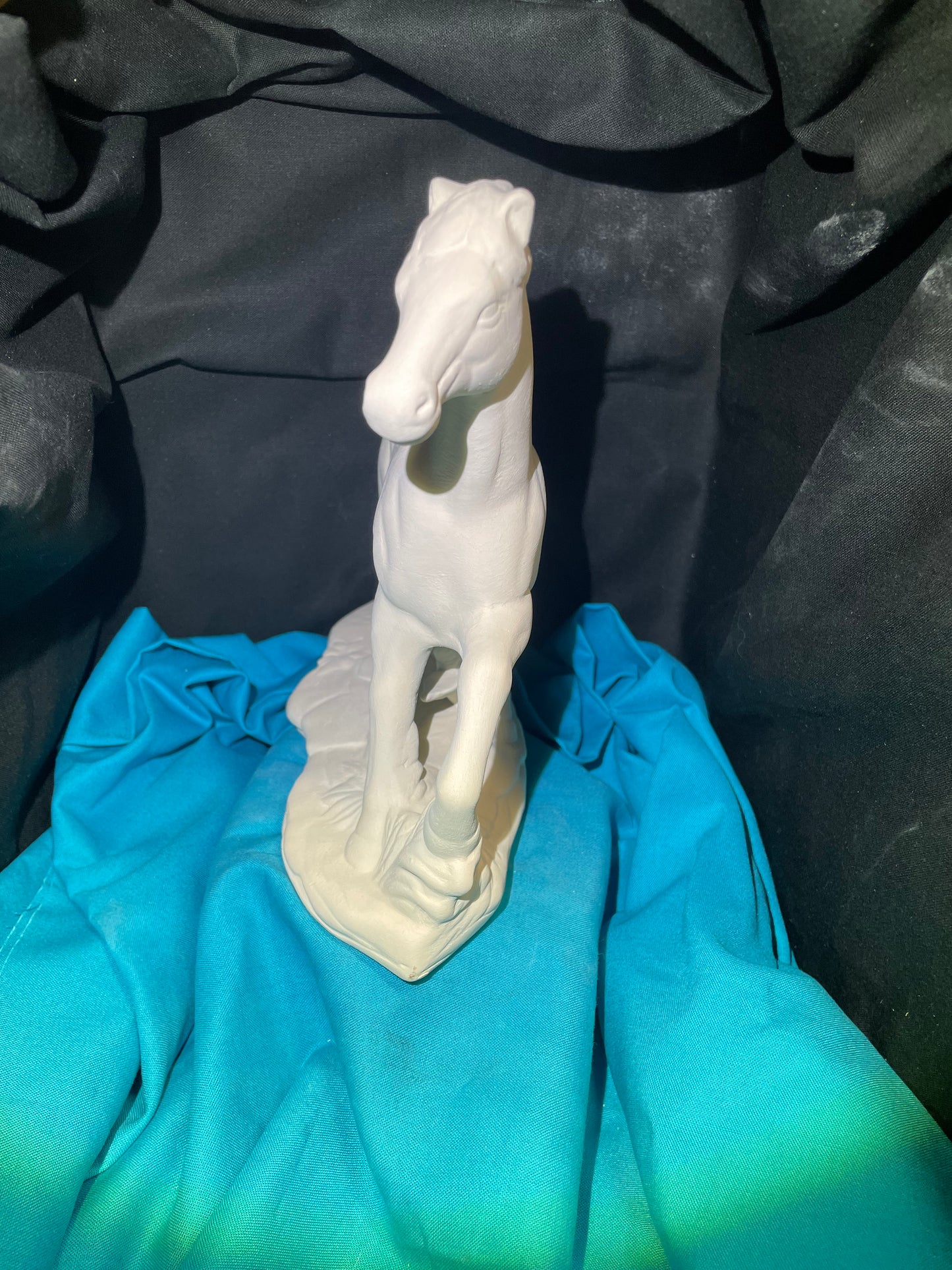 Horse on Grass Stand Ceramic Bisque