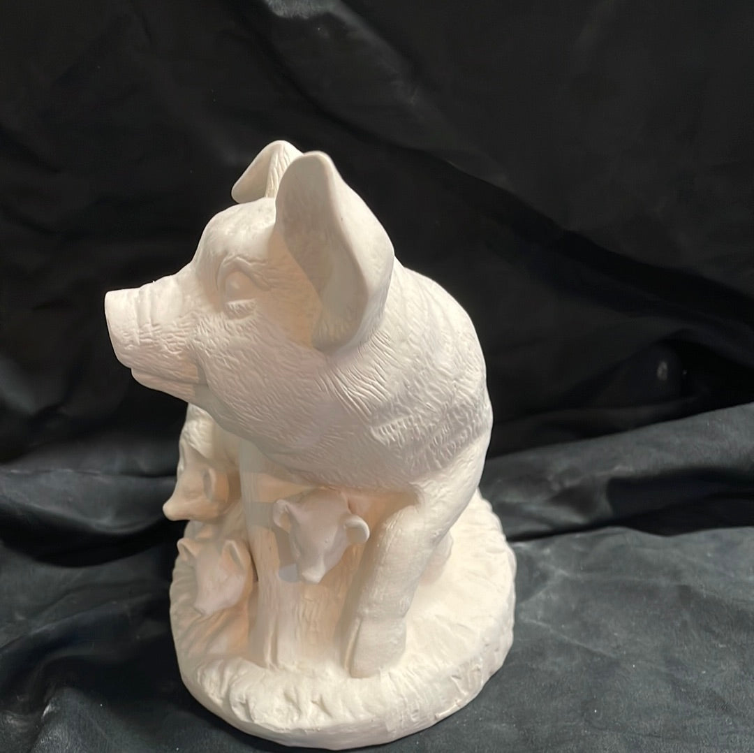Pig w/Piglets Ceramic Bisque