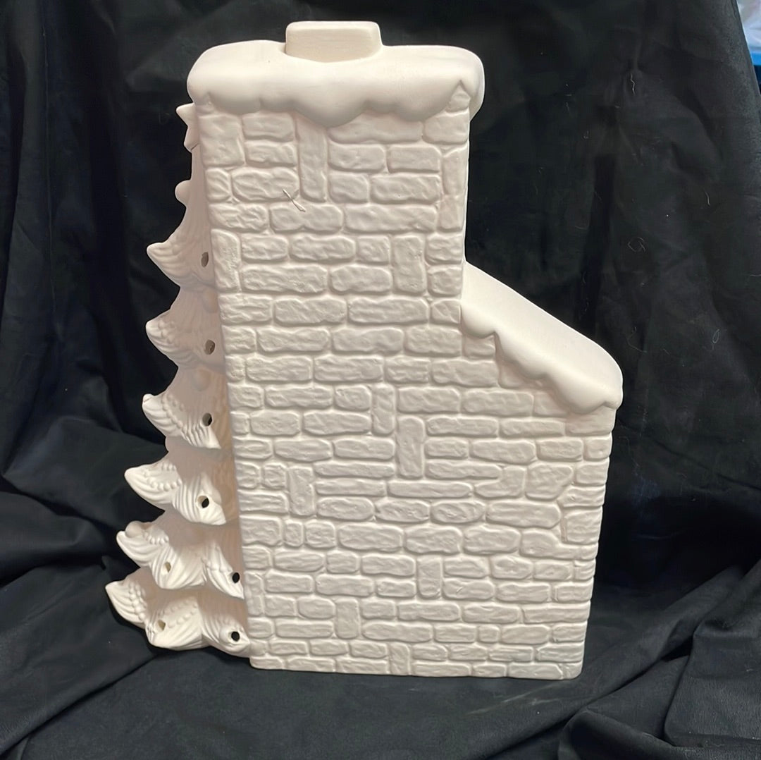 Christmas Tree Fire Place Ceramic Bisque