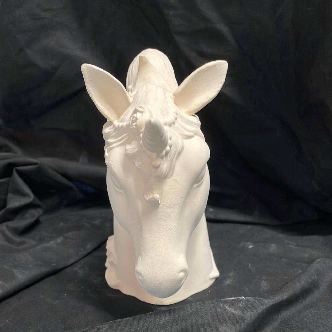 Large Unicorn Head Ceramic Bisque