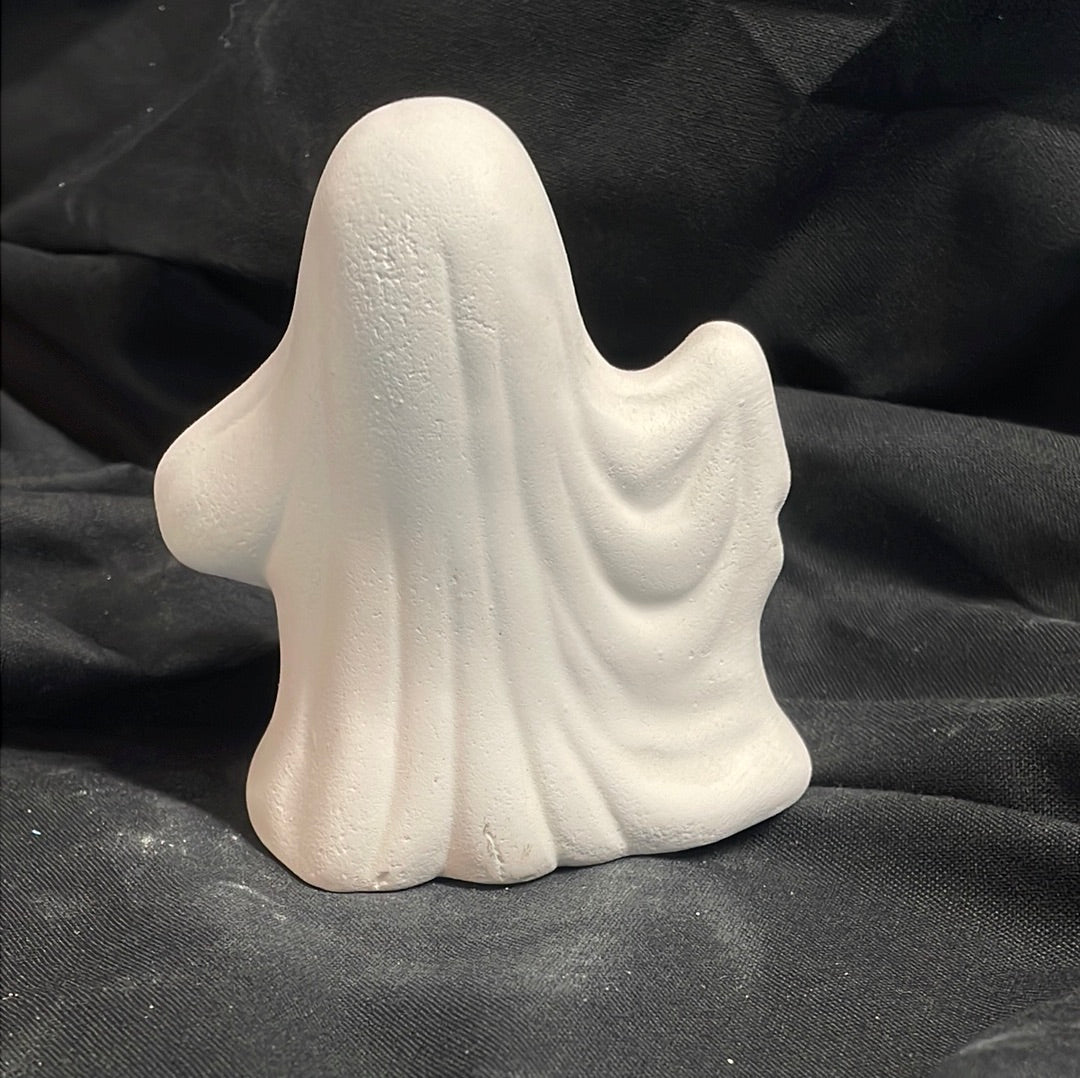 Sheet Ghost w/Pumpkin Ceramic Bisque