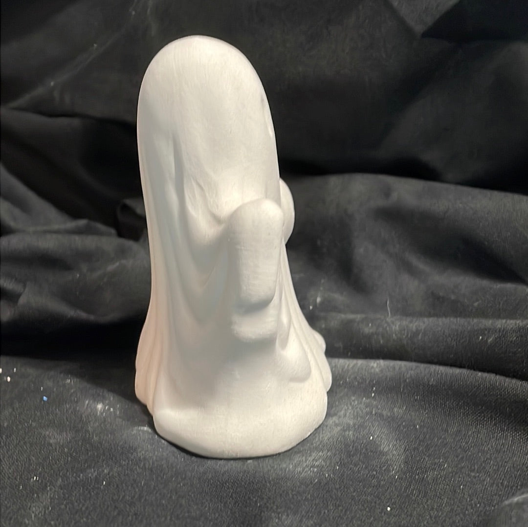 Sheet Ghost w/Pumpkin Ceramic Bisque
