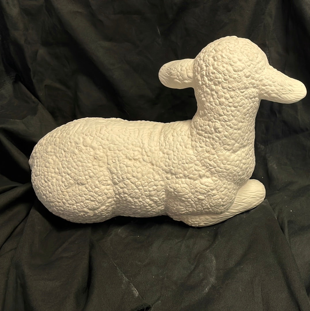 Large Laying Lamb Ceramic Bisque