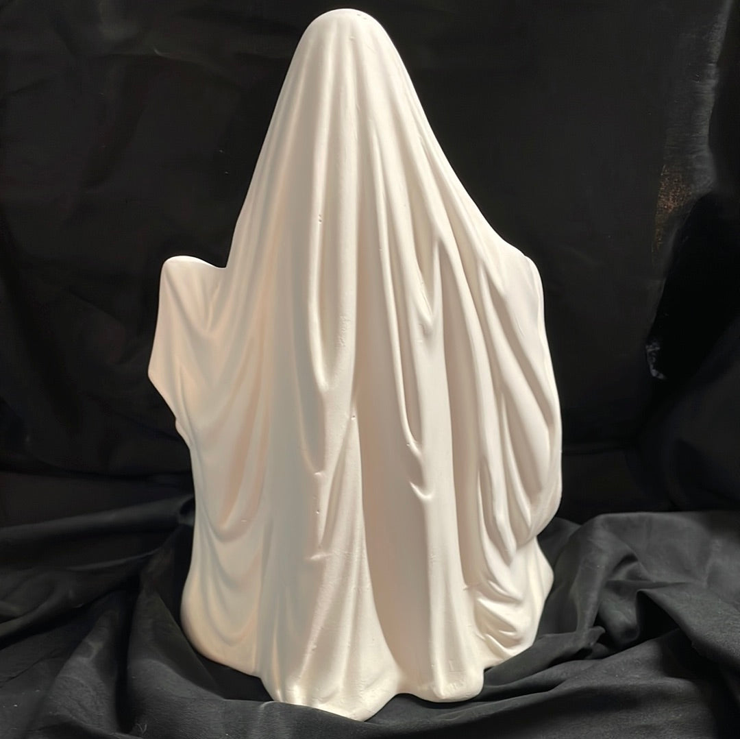 Large Ghost w/Pumpkin Ceramic Bisque
