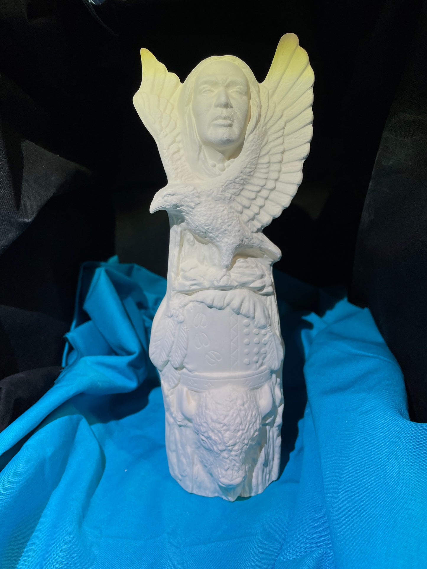 Eagle/Buffalo Indian Totem Ceramic Bisque