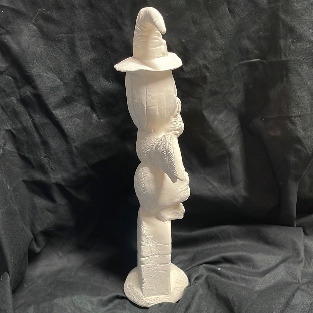 Tombstone w/Pumpkin, Skull, Bat Stack Ceramic Bisque