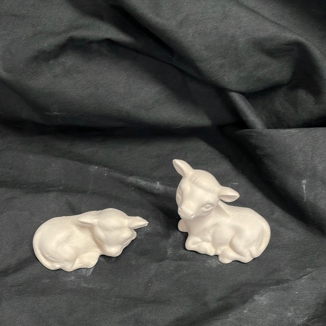 XSmall Laying Cow Ceramic Bisque