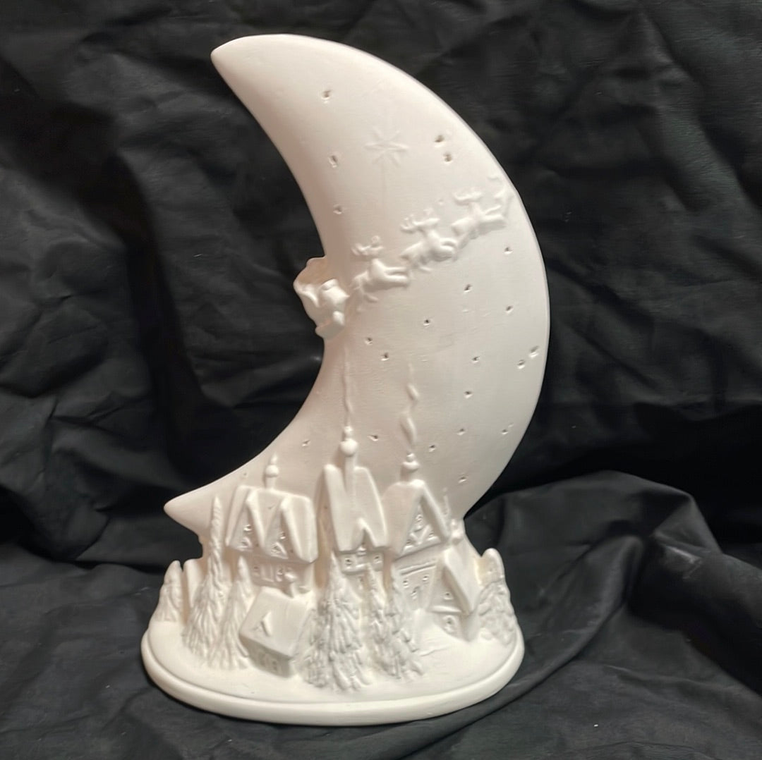 Crescent Moon Night Light Ceramic Bisque