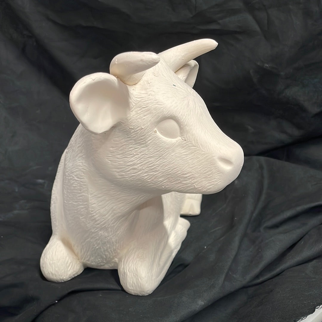 XLarge Laying Cows Ceramic Bisque