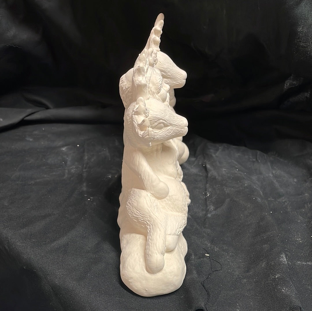 Chilling Santa and Reindeer's Ceramic Bisque