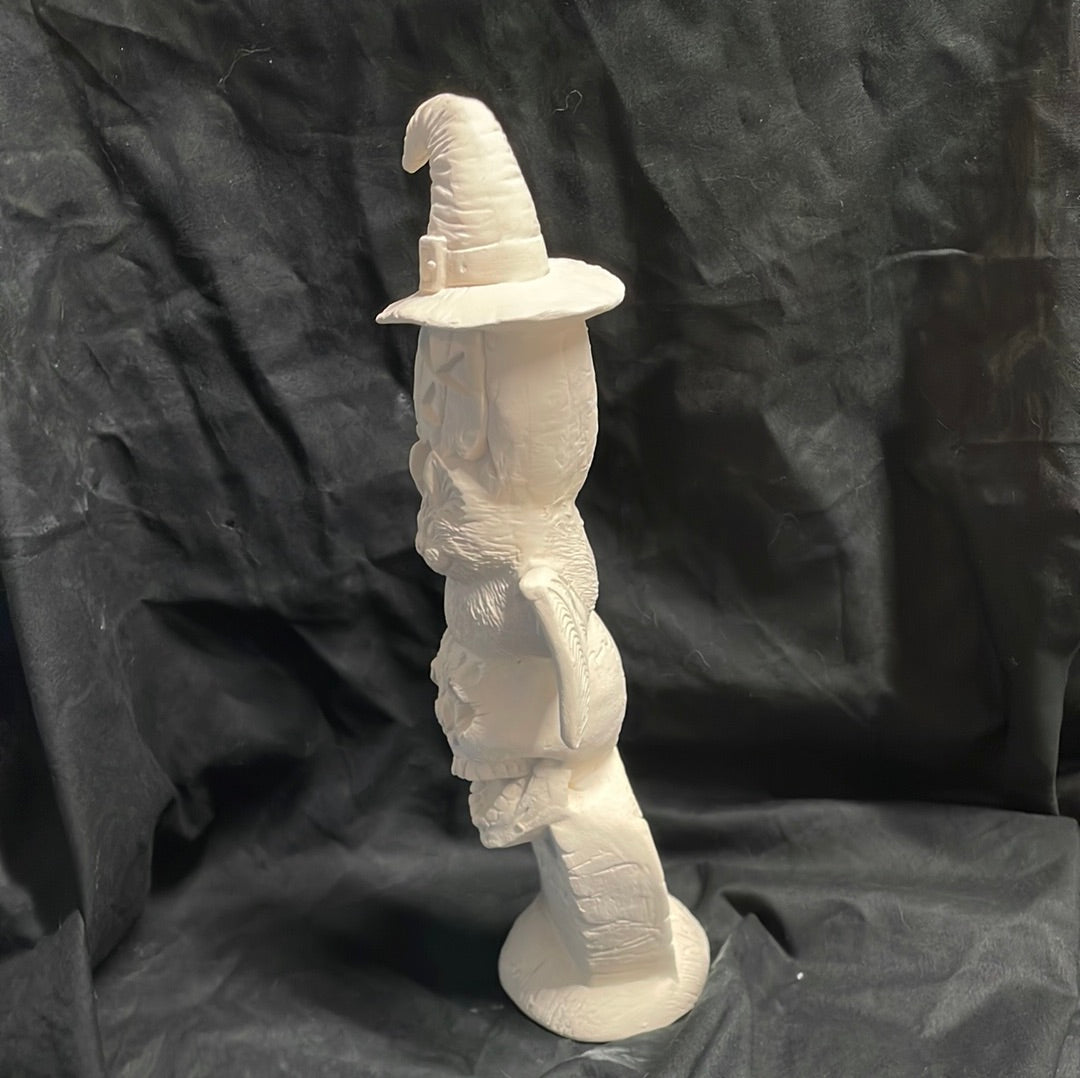 Tombstone w/Pumpkin, Skull, Bat Stack Ceramic Bisque
