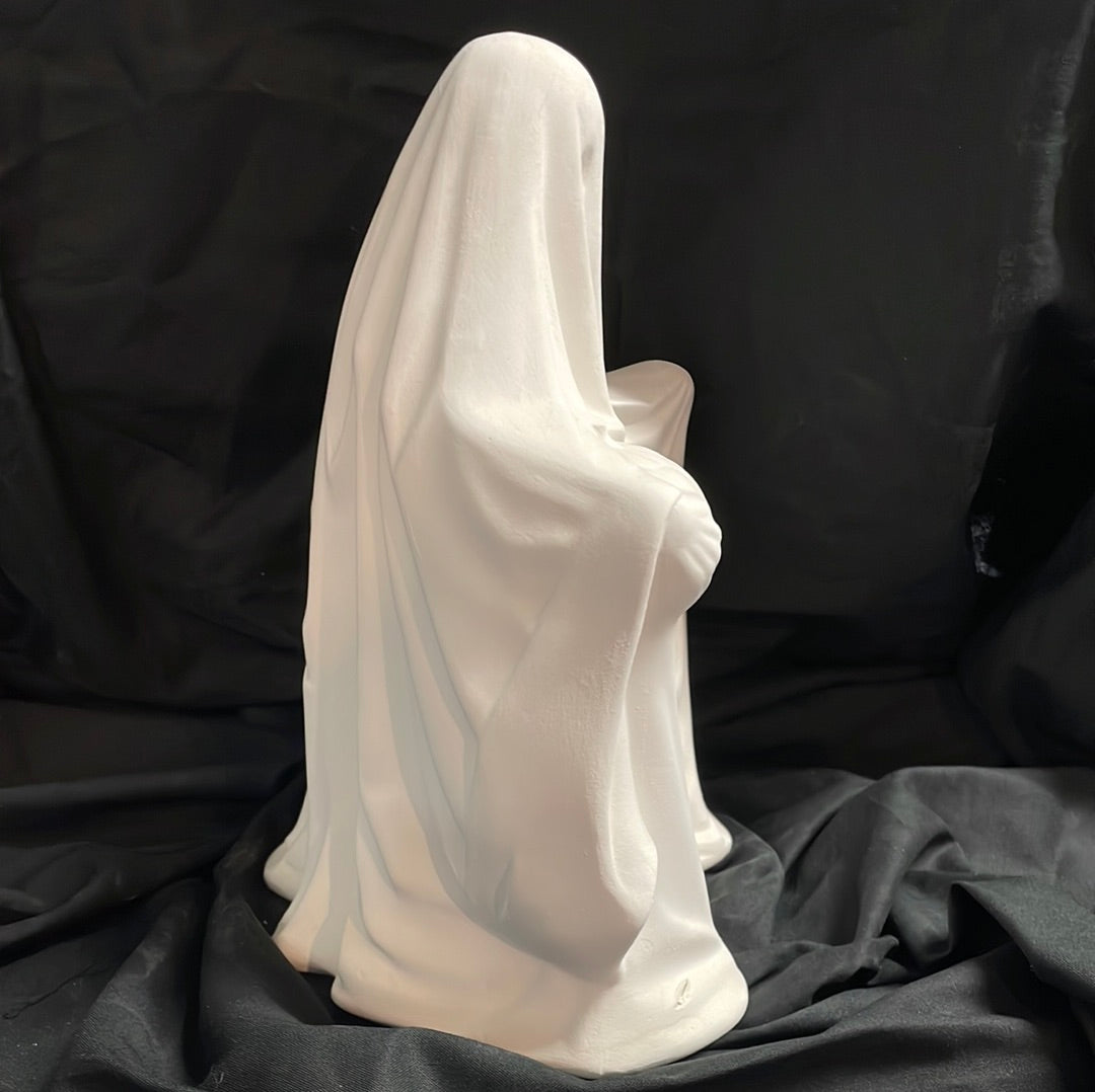 Large Ghost w/Pumpkin Ceramic Bisque