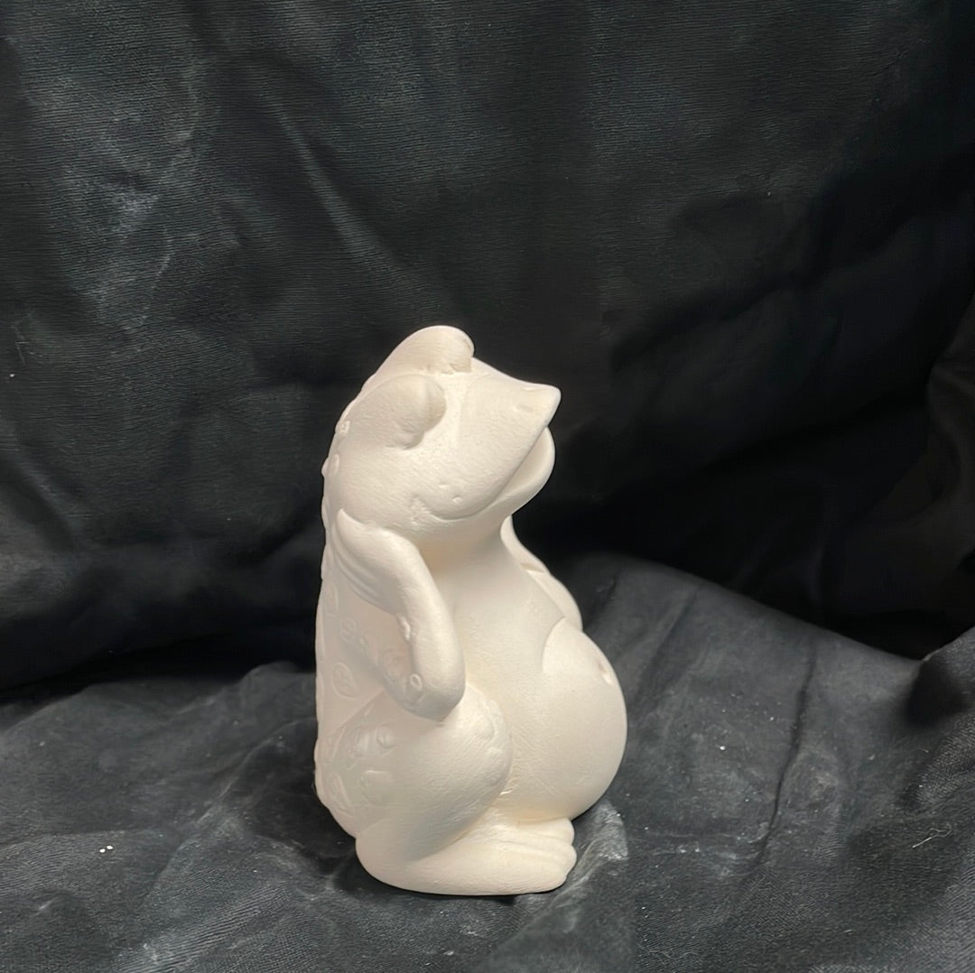 Leaning Frog Ceramic Bisque