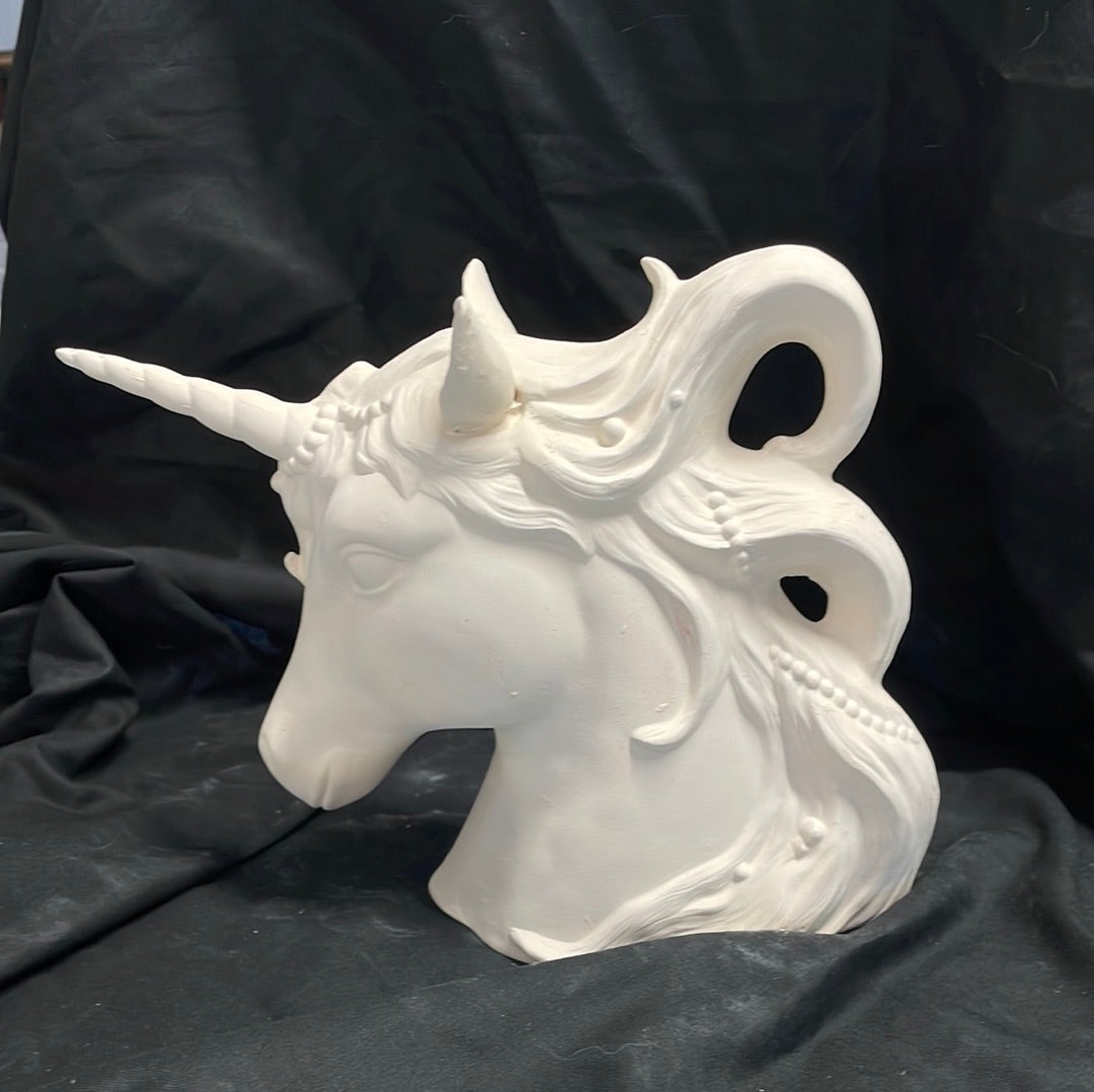 Large Unicorn Head Ceramic Bisque