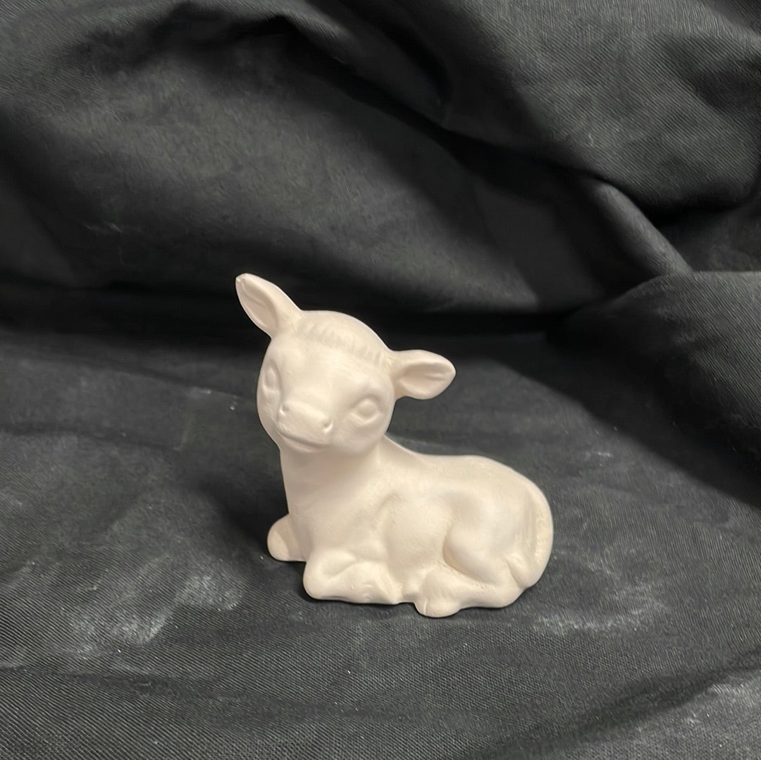 XSmall Laying Cow Ceramic Bisque
