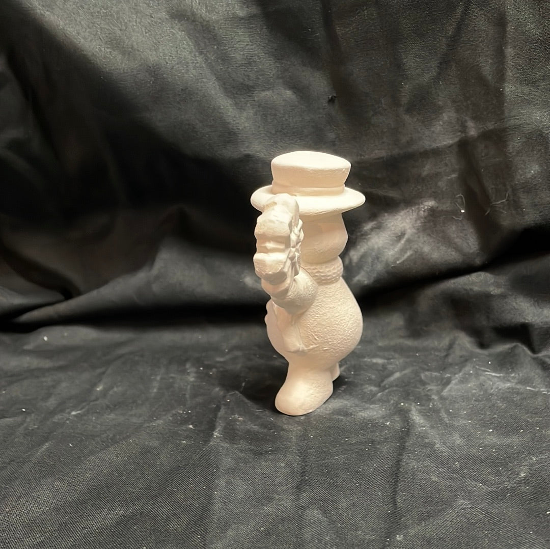 Snowman Holding Snowflakes Ceramic Bisque
