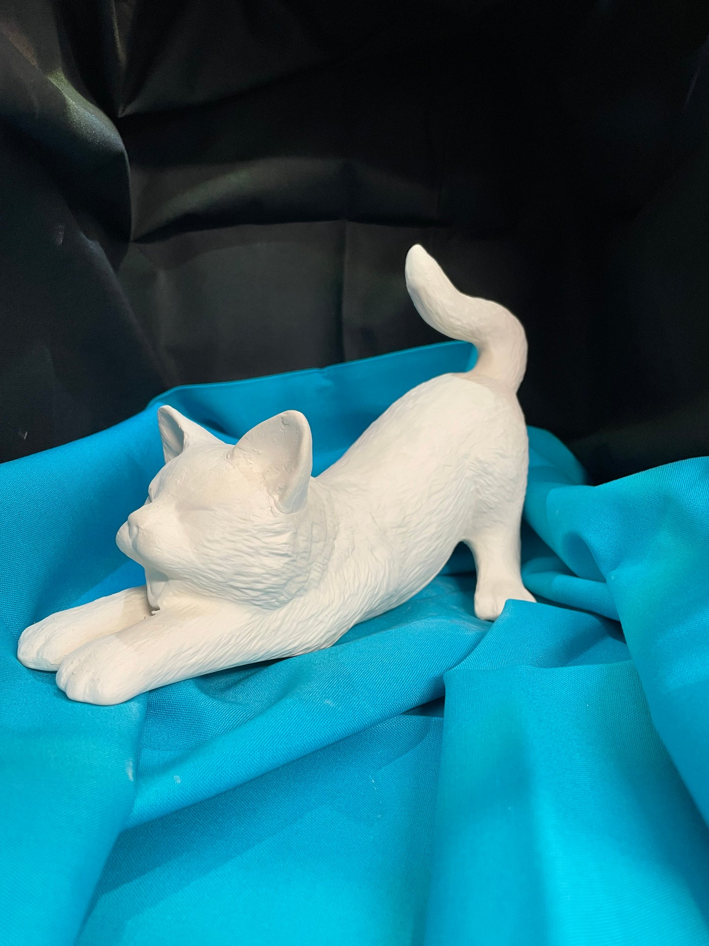 Stretching Cat Ceramic Bisque