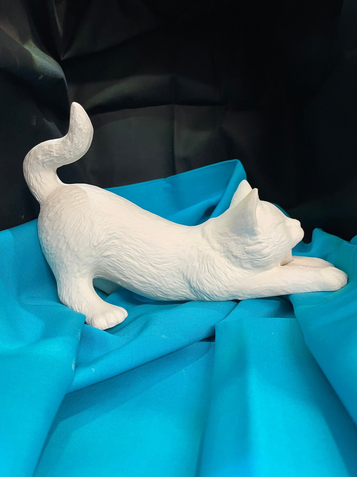 Stretching Cat Ceramic Bisque