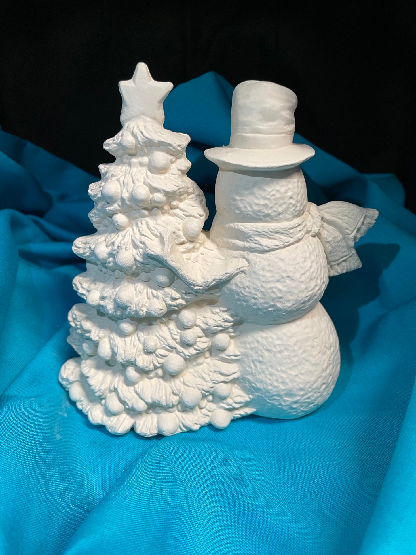 Snowman & Christmas Tree Ceramic Bisque