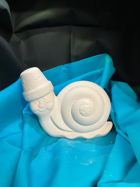 Snail w/Cracked Pot Ceramic Bisque