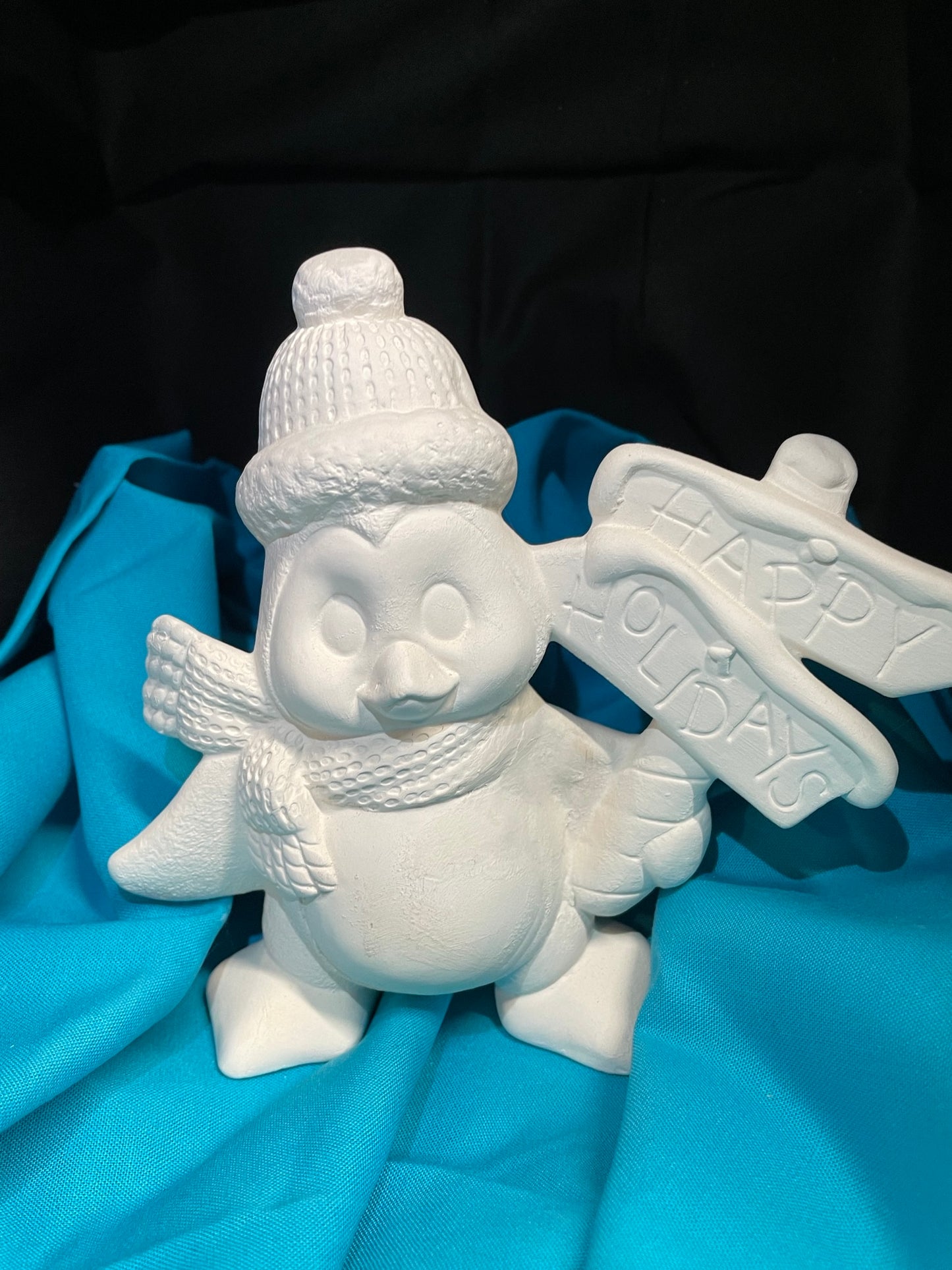 Happy Holidays Penguin Ceramic Bisque