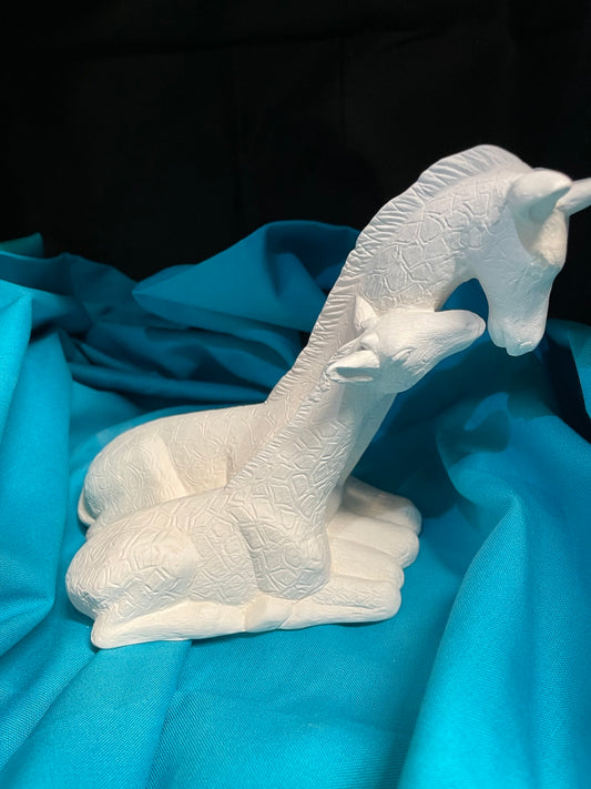 Giraffe w/Baby Ceramic Bisque