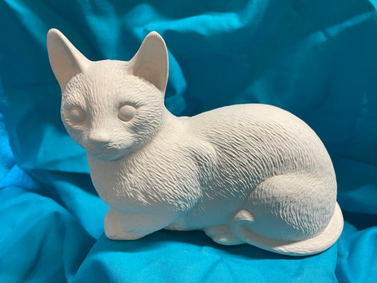 Small Laying Cat Ceramic Bisque
