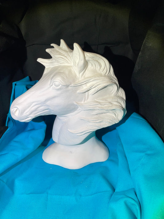 Horse Head Bust Ceramic Bisque