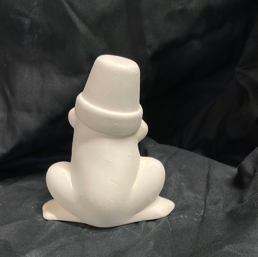Cracked Pot Sitting Frog Ceramic Bisque