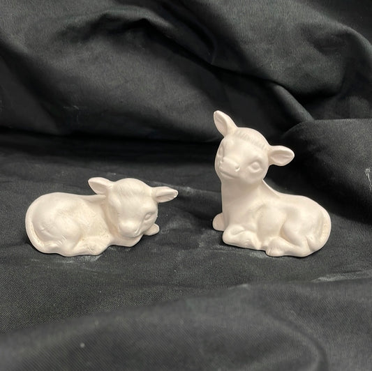 XSmall Laying Cow Ceramic Bisque
