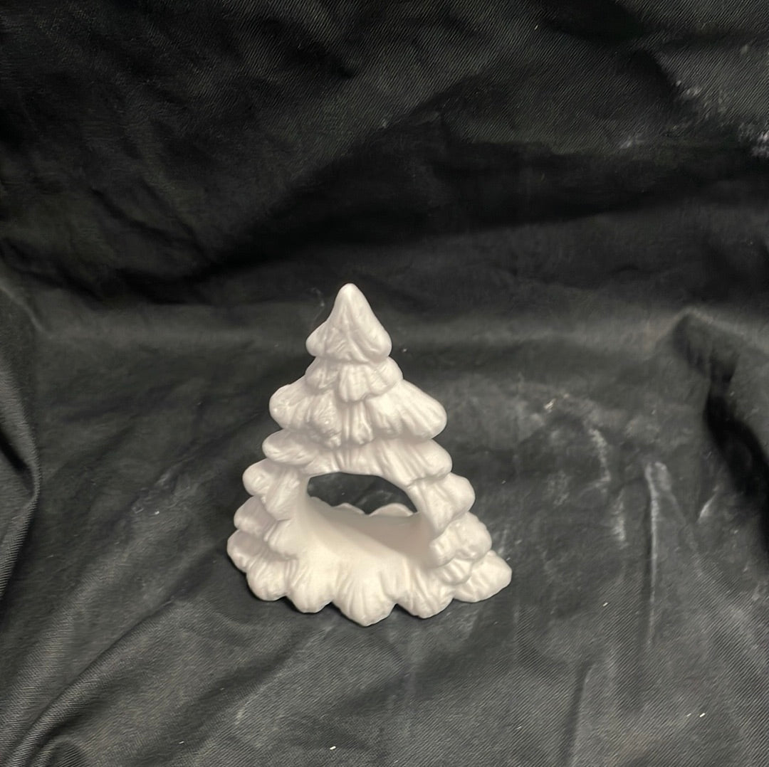 Fir Christmas Tree Napkin Holder Ceramic Bisque