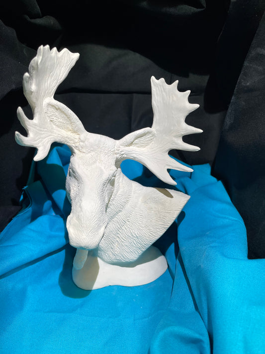 Elk Head Bust Ceramic Bisque
