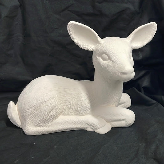 Laying Deer Facing Right Ceramic Bisque