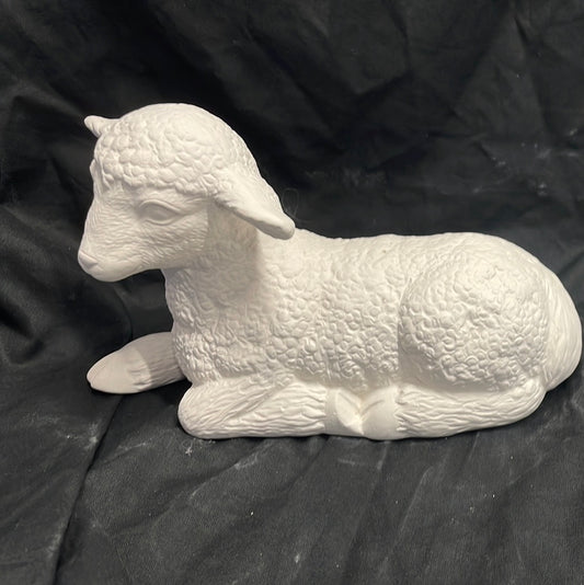Medium Laying Lamb Ceramic Bisque