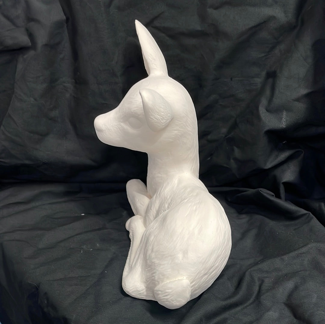 Large Laying Deer Facing Left Ceramic Bisque