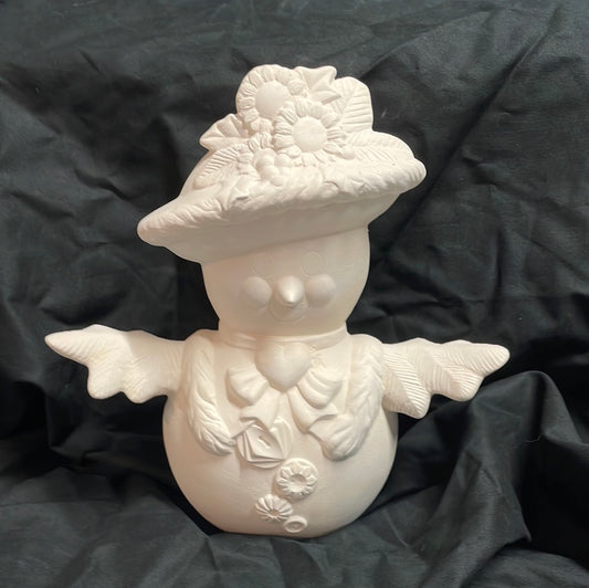 Snowman or Snow Woman Ceramic Bisque
