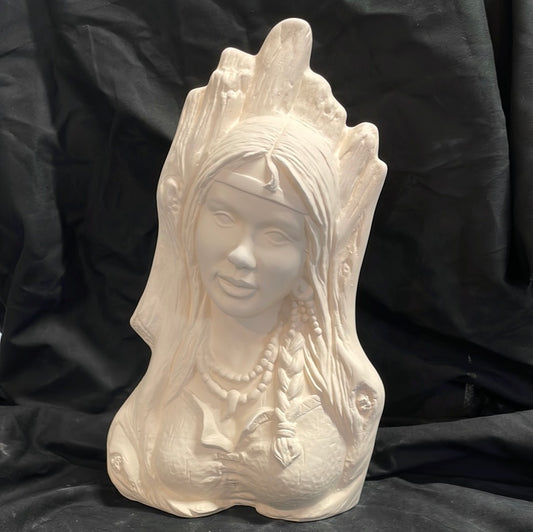 Maiden Indian Bust Ceramic Bisque