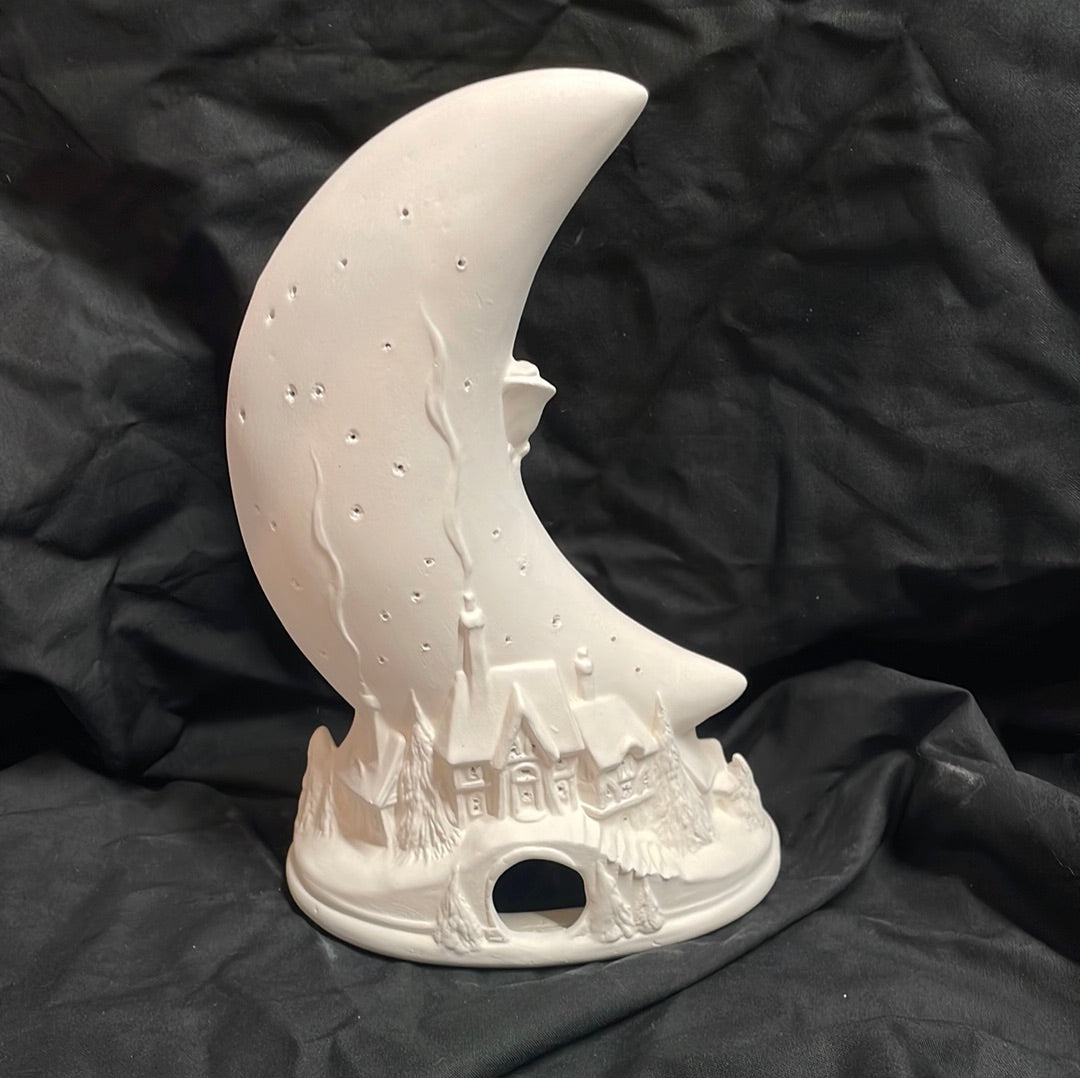 Crescent Moon Night Light Ceramic Bisque