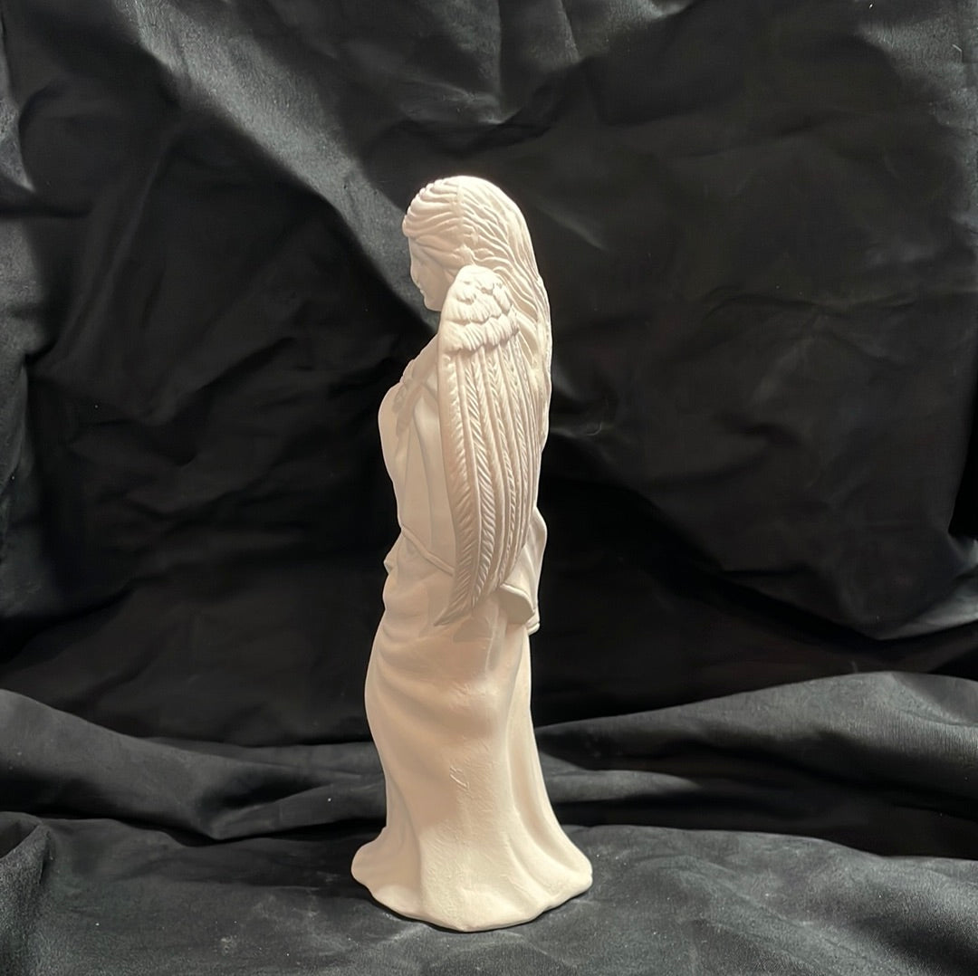 Angel w/Flowers Ceramic Bisque