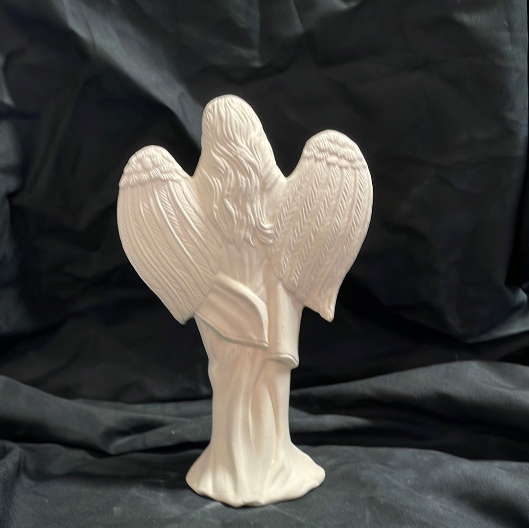 Angel w/Flowers Ceramic Bisque