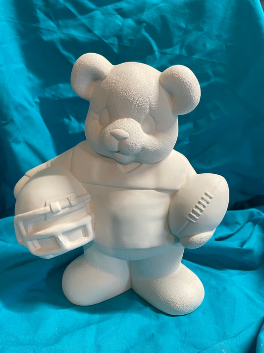 Football Teddy Bear Ceramic Bisque