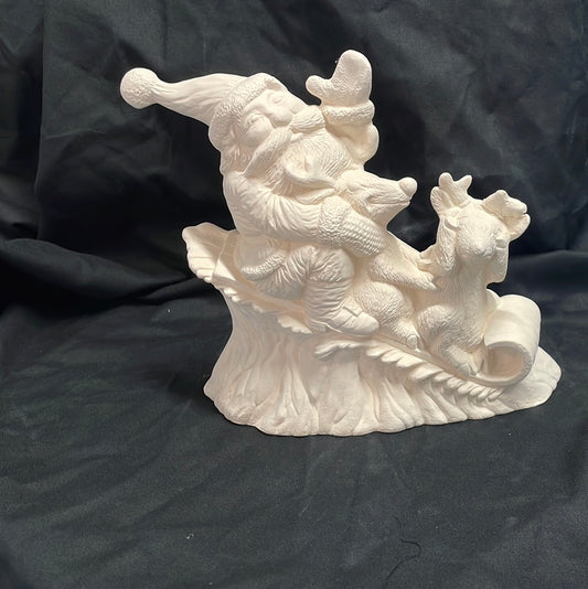 Sledding Santa Ceramic Bisque