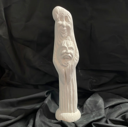 Standing Ghost w/Screaming Pumpkin Ceramic Bisque