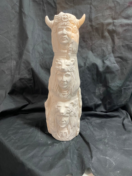 Indian Chief Totem Ceramic Bisque