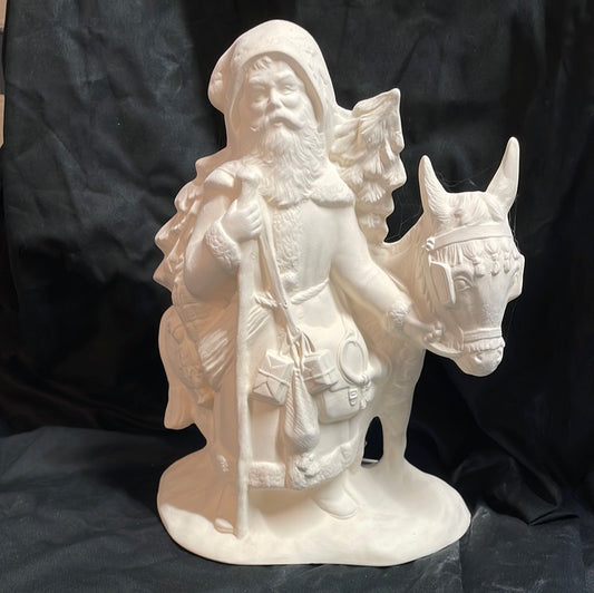 Santa and Donkey Ceramic Bisque